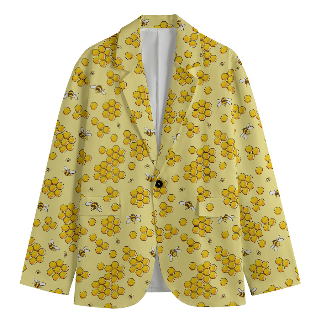 Cute Honey Bee Pattern Print Men's Blazer