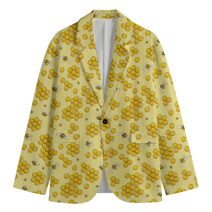 Cute Honey Bee Pattern Print Men's Blazer