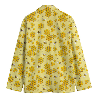 Cute Honey Bee Pattern Print Men's Blazer