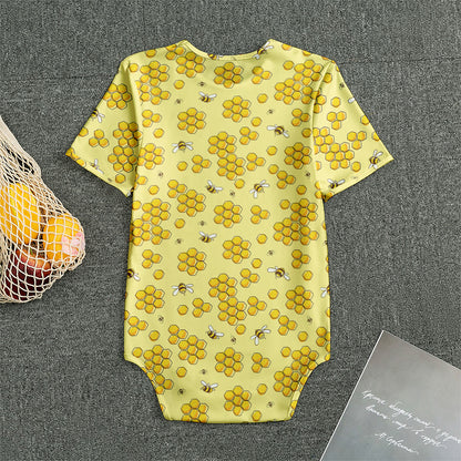 Cute Honey Bee Pattern Print Men's Bodysuit