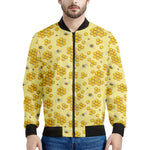 Cute Honey Bee Pattern Print Men's Bomber Jacket