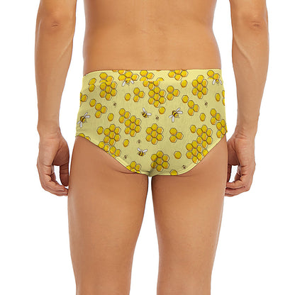 Cute Honey Bee Pattern Print Men's Briefs