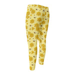Cute Honey Bee Pattern Print Men's Compression Pants