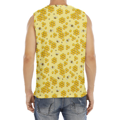 Cute Honey Bee Pattern Print Men's Fitness Tank Top