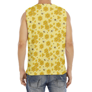 Cute Honey Bee Pattern Print Men's Fitness Tank Top