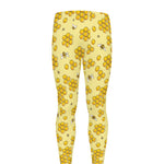 Cute Honey Bee Pattern Print Men's leggings