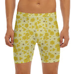 Cute Honey Bee Pattern Print Men's Long Boxer Briefs