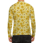 Cute Honey Bee Pattern Print Men's Long Sleeve Rash Guard