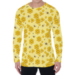 Cute Honey Bee Pattern Print Men's Long Sleeve T-Shirt