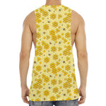 Cute Honey Bee Pattern Print Men's Muscle Tank Top