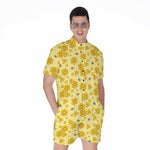 Cute Honey Bee Pattern Print Men's Rompers