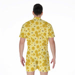 Cute Honey Bee Pattern Print Men's Rompers