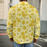 Cute Honey Bee Pattern Print Men's Shirt Jacket