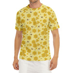 Cute Honey Bee Pattern Print Men's Short Sleeve Rash Guard