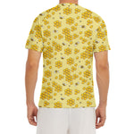 Cute Honey Bee Pattern Print Men's Short Sleeve Rash Guard