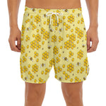 Cute Honey Bee Pattern Print Men's Split Running Shorts