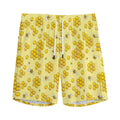 Cute Honey Bee Pattern Print Men's Athletic Shorts