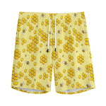 Cute Honey Bee Pattern Print Men's Sports Shorts