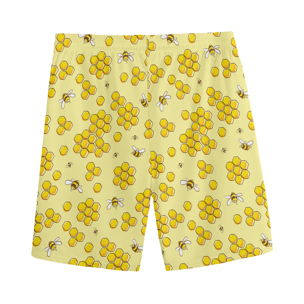 Cute Honey Bee Pattern Print Men's Sports Shorts