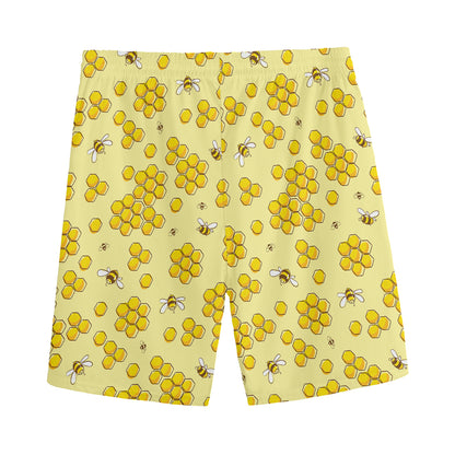 Cute Honey Bee Pattern Print Men's Sports Shorts