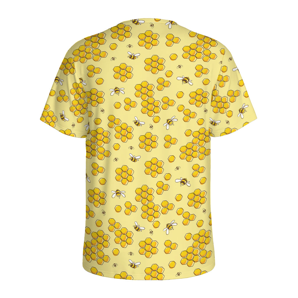 Cute Honey Bee Pattern Print Men's Sports T-Shirt