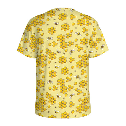 Cute Honey Bee Pattern Print Men's Sports T-Shirt