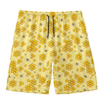 Cute Honey Bee Pattern Print Men's Swim Trunks