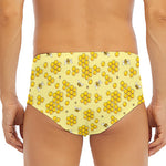 Cute Honey Bee Pattern Print Men's Triangle Swim Briefs