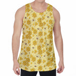 Cute Honey Bee Pattern Print Men's Velvet Tank Top