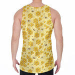 Cute Honey Bee Pattern Print Men's Velvet Tank Top