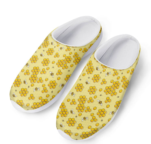 Cute Honey Bee Pattern Print Mesh Casual Shoes