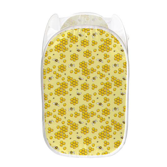 Cute Honey Bee Pattern Print Mesh Laundry Hamper