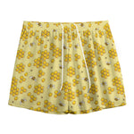 Cute Honey Bee Pattern Print Mesh Shorts