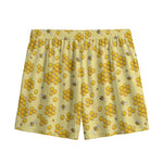 Cute Honey Bee Pattern Print Mesh Shorts
