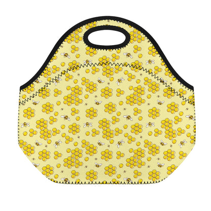 Cute Honey Bee Pattern Print Neoprene Lunch Bag