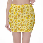Cute Honey Bee Pattern Print Pencil Mini Skirt