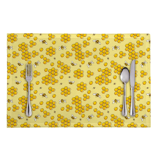Cute Honey Bee Pattern Print Placemat