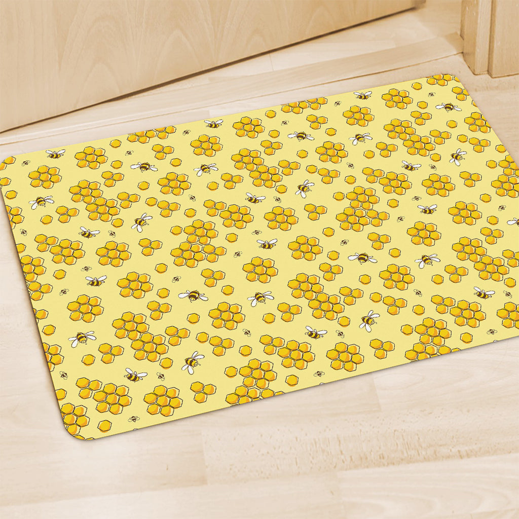 Cute Honey Bee Pattern Print Polyester Doormat