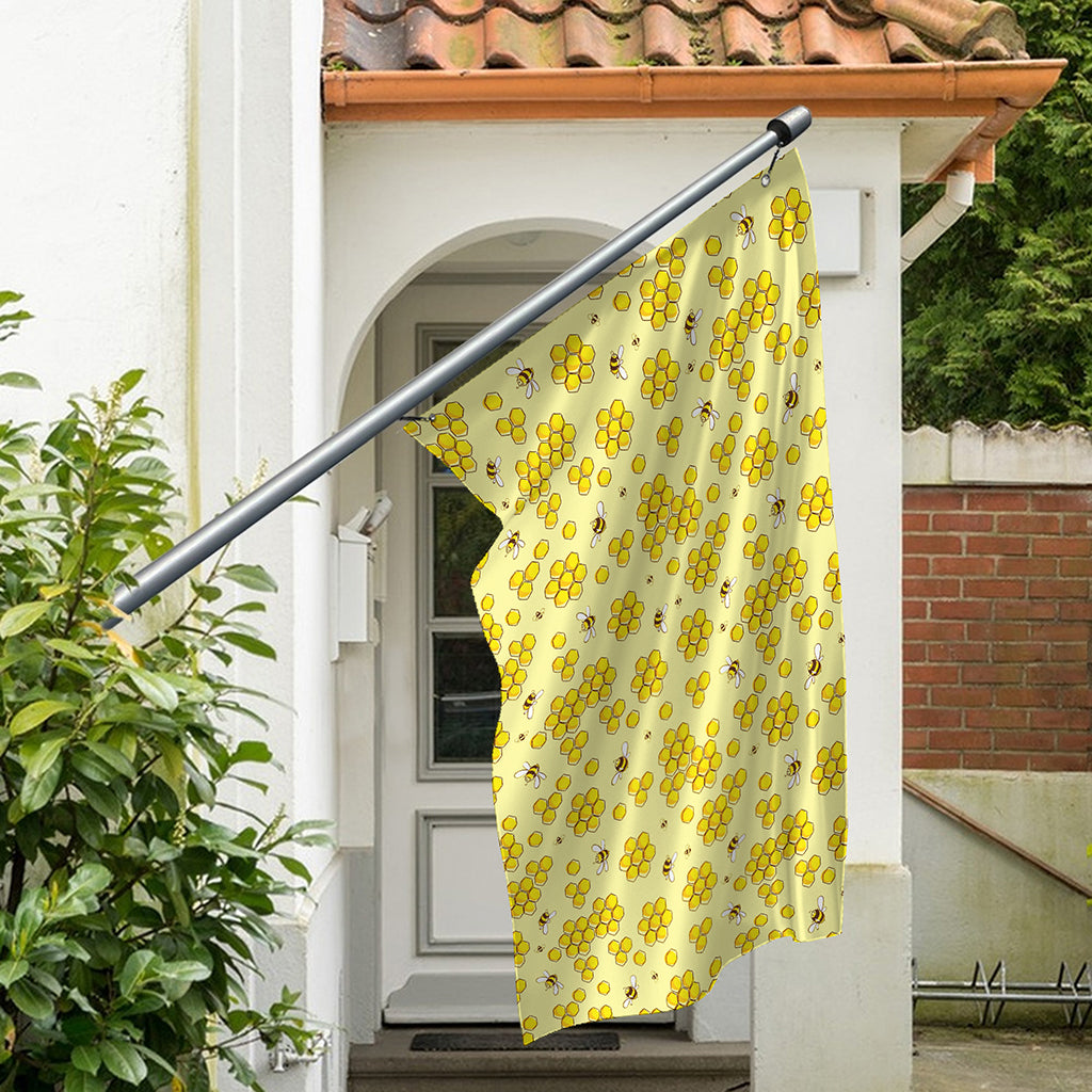 Cute Honey Bee Pattern Print Polyester Flag