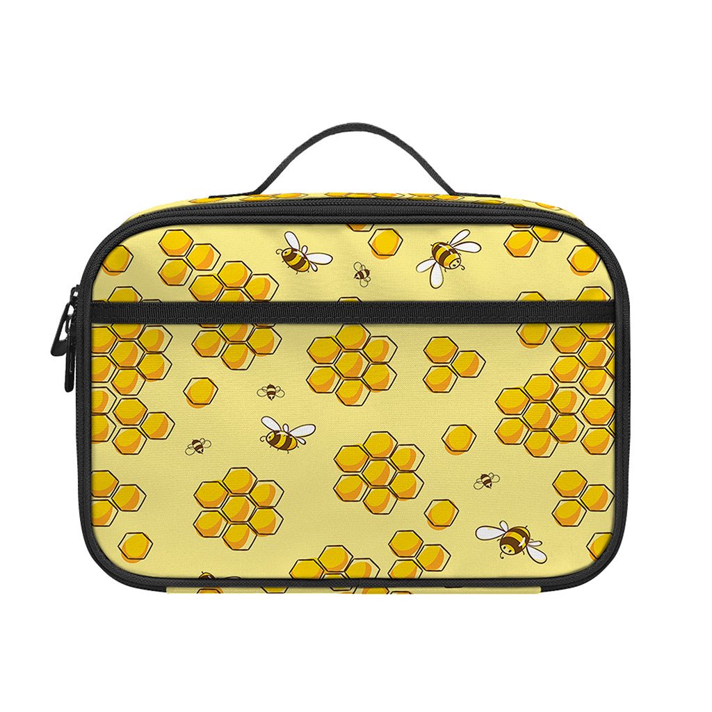 Cute Honey Bee Pattern Print Portable Lunch Bag
