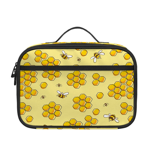 Cute Honey Bee Pattern Print Portable Lunch Bag