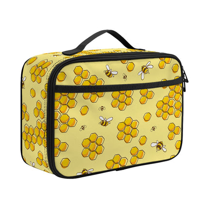 Cute Honey Bee Pattern Print Portable Lunch Bag