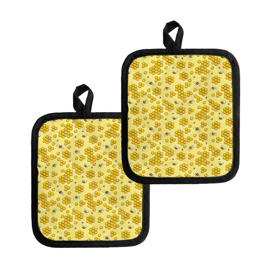 Cute Honey Bee Pattern Print Pot Holders