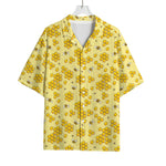 Cute Honey Bee Pattern Print Rayon Hawaiian Shirt