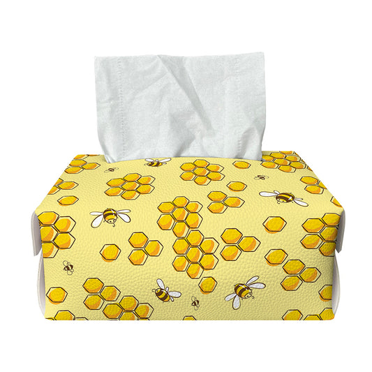 Cute Honey Bee Pattern Print Rectangle Tissue Box Cover