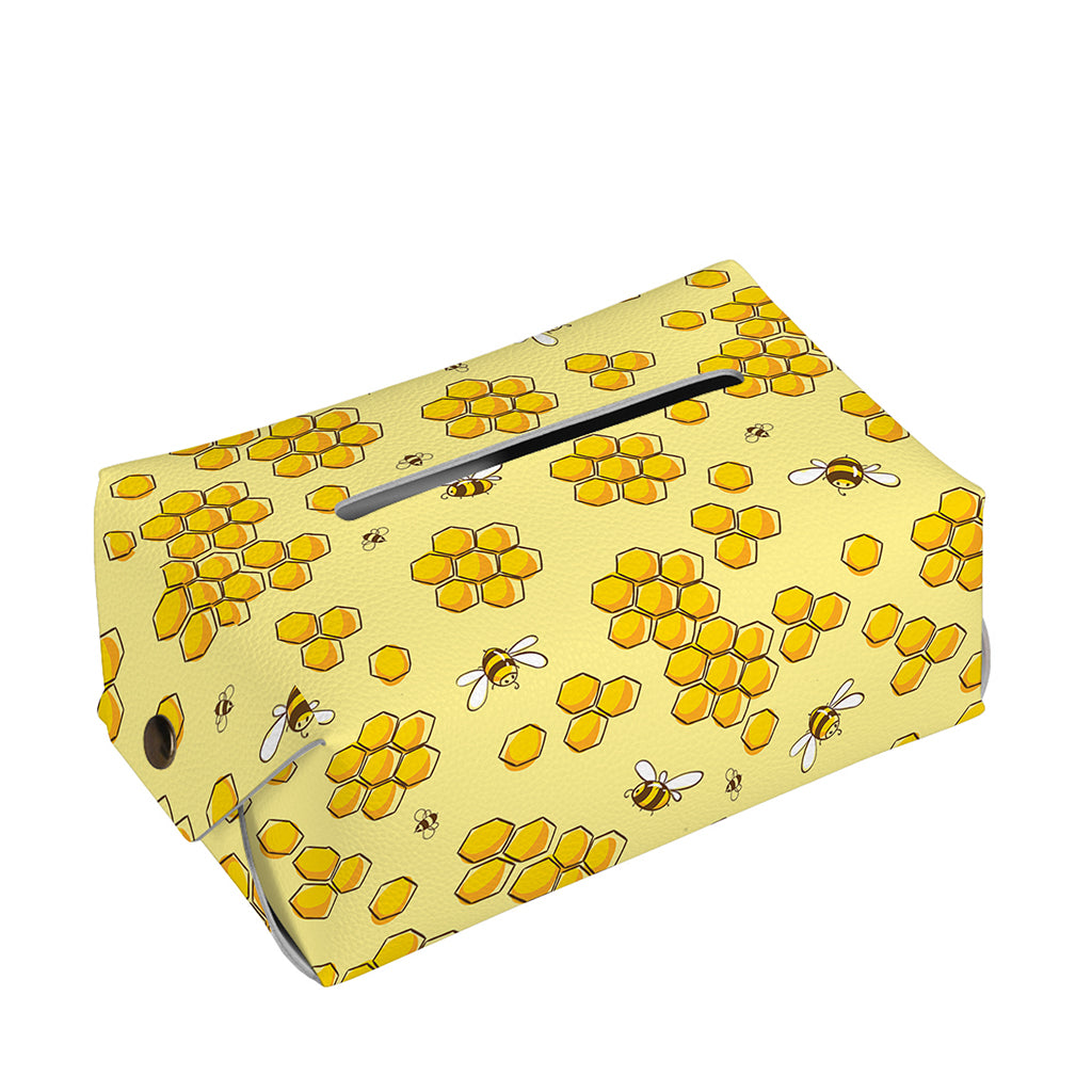 Cute Honey Bee Pattern Print Rectangle Tissue Box Cover
