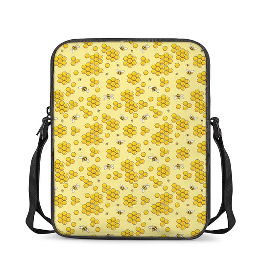 Cute Honey Bee Pattern Print Rectangular Crossbody Bag