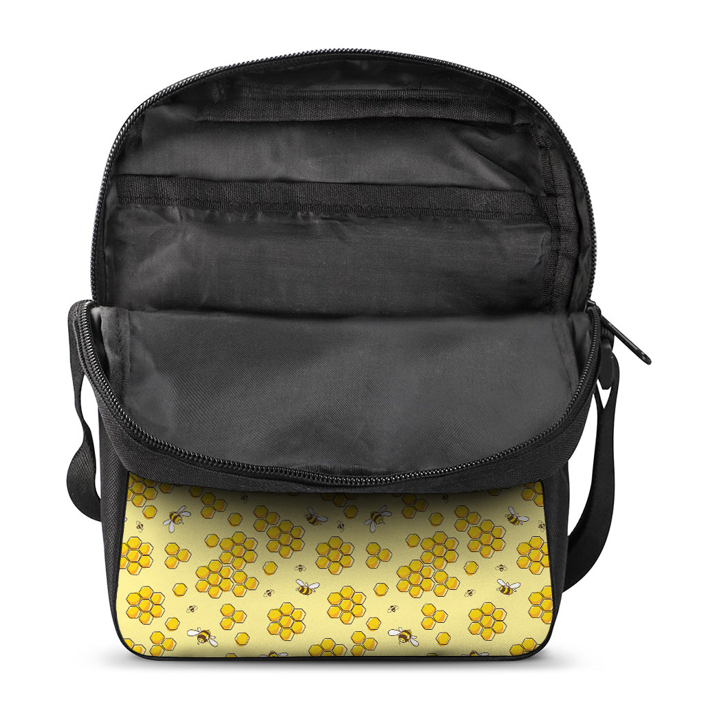 Cute Honey Bee Pattern Print Rectangular Crossbody Bag