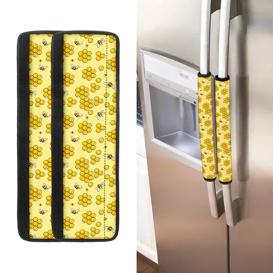 Cute Honey Bee Pattern Print Refrigerator Handle Covers
