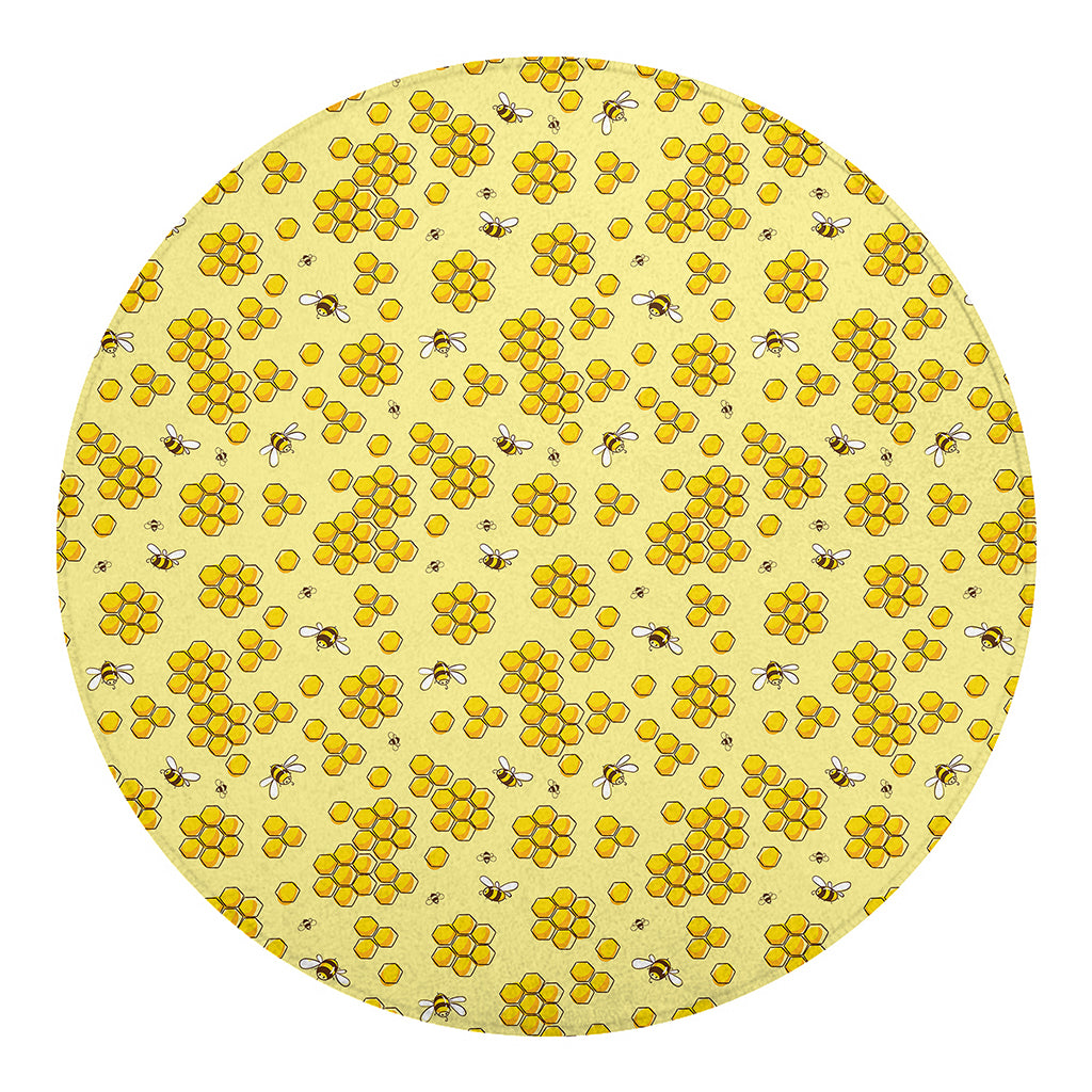 Cute Honey Bee Pattern Print Round Blanket